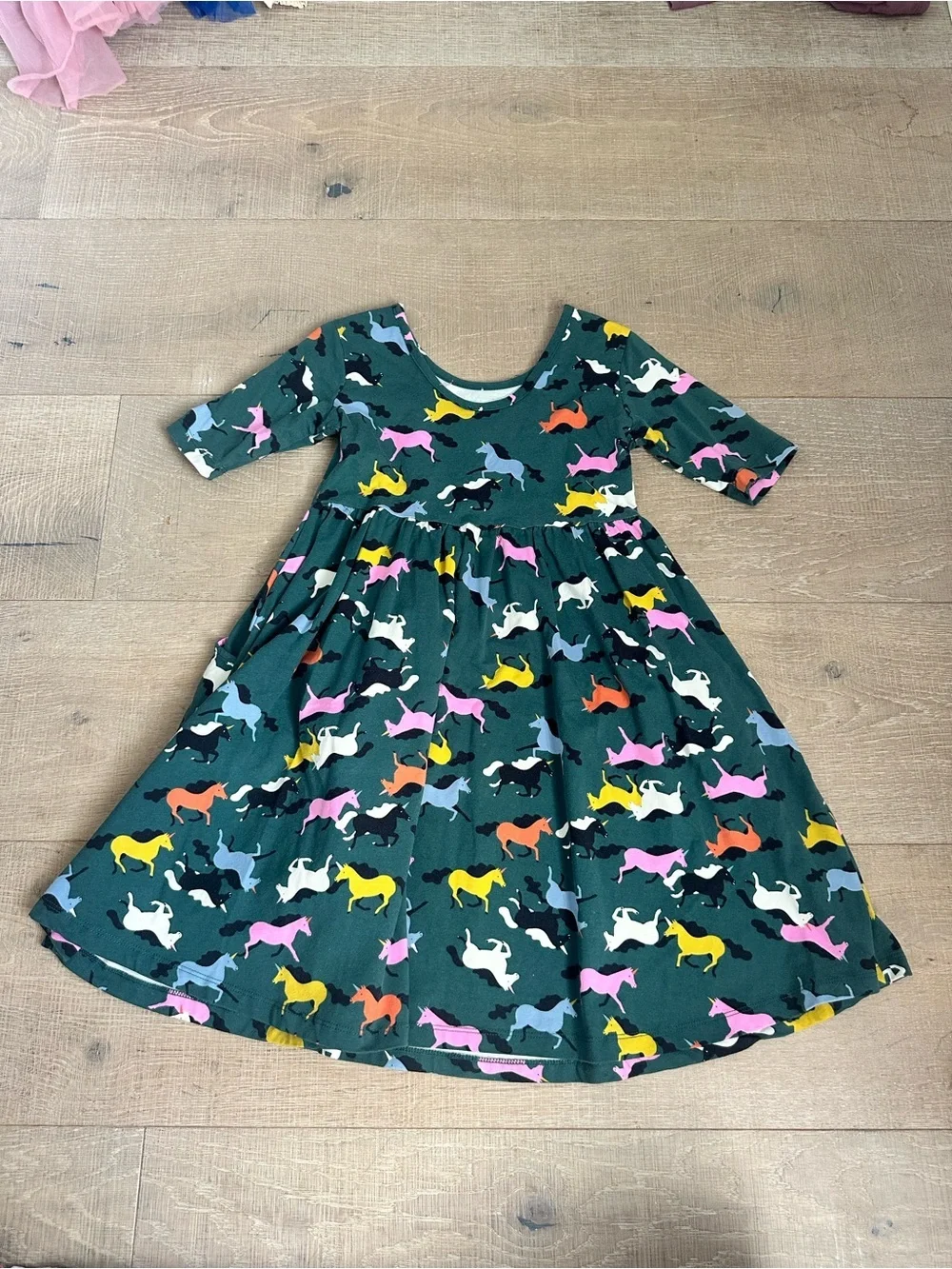 Hanna Andersson Green Horse Print Twirl Dress - Multicolor Horses